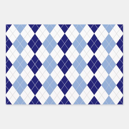 Faltblätter für blaue und weiße Raute Geschenkpapier Set (Vorderseite)