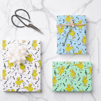 Faltblätter für Flute Chick Flötes Geschenkpapier Set