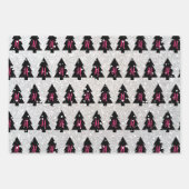 Faltblätter für Fuchsia- und Schwarz-Monogramm Geschenkpapier Set (Vorderseite)