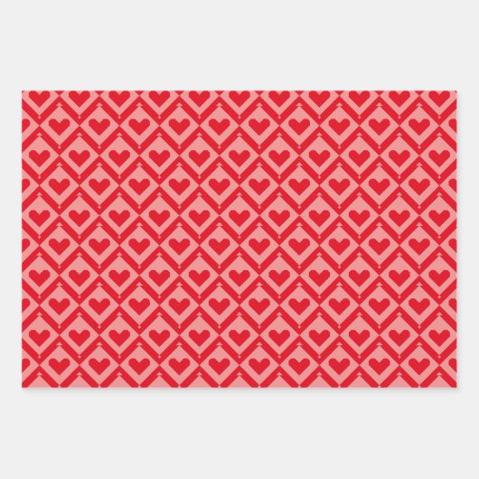 Faltblätter für Herz-Quilt-Muster Geschenkpapier Set (Vorderseite)