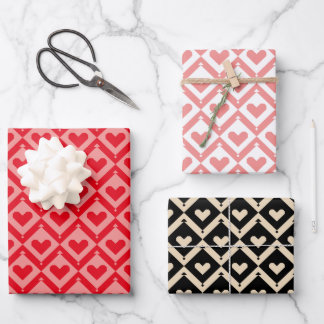 Faltblätter für Herz-Quilt-Muster Geschenkpapier Set