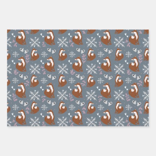 Faltblätter für Nordic Fox Holiday Pattern Geschenkpapier Set (Vorderseite 2)