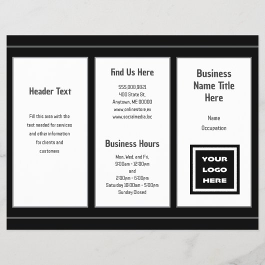 Faltbroschüre für das Schwarz-Weiß-Logo Flyer (Vorne)