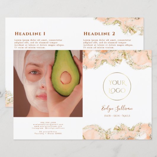 Faltbroschüre für Pfirsichmarmor (Vorne/Hinten)