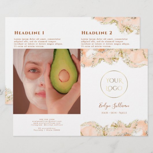 Faltbroschüre für Pfirsichmarmor (Vorne/Hinten)