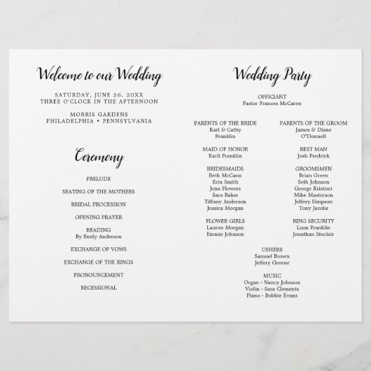 Faltbroschüre zum Hochzeitsprogramm mit Foto (Hinten)