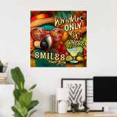 Falten gehen nur dorthin, wo das Lächeln Papagei w Poster (Heimbüro)
