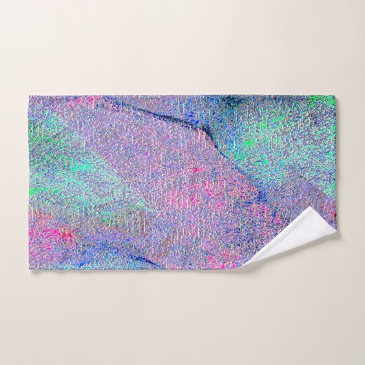 Falten Lederstil mit abgenutzter Farbe, blaue Farb Badhandtuch Set (Handtuch)