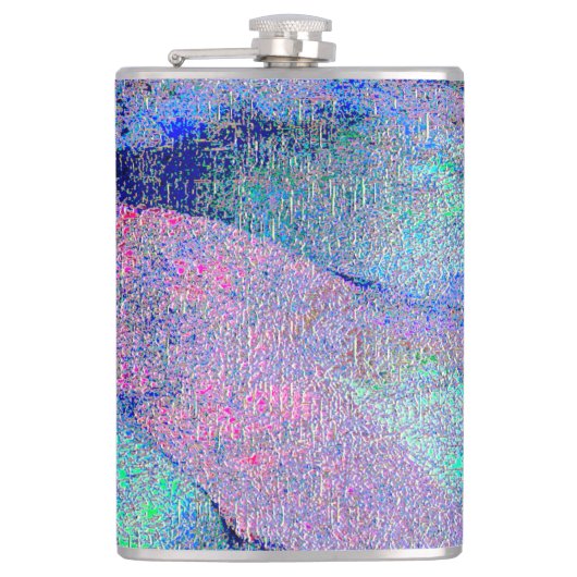 Falten Lederstil mit abgenutzter Farbe, blaue Farb Flachmann (Vorderseite)