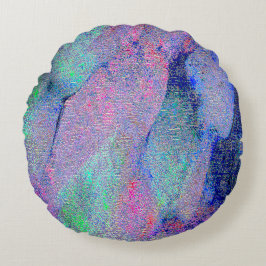 Falten Lederstil mit abgenutzter Farbe, bläulich Rundes Kissen