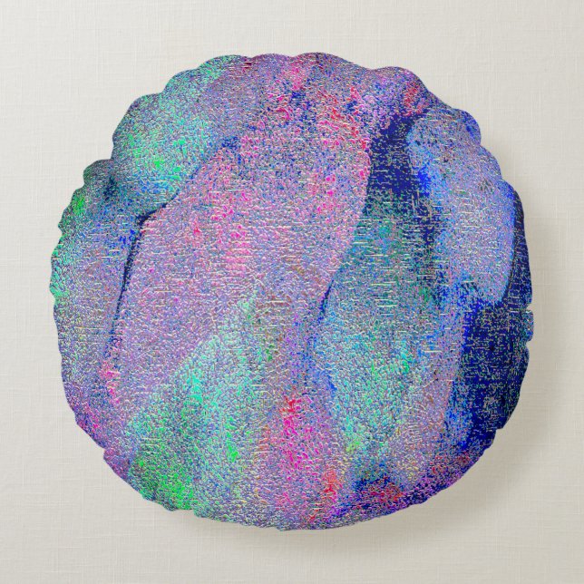 Falten Lederstil mit abgenutzter Farbe, bläulich Rundes Kissen (Vorderseite)