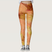 Falten Lederstil mit abgenutzter Farbe, Lachs Leggings (Vorderseite)