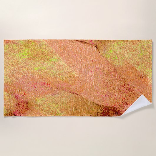 Falten Lederstil mit abgenutzter Farbe, Lachs Strandtuch (Vorderseite)