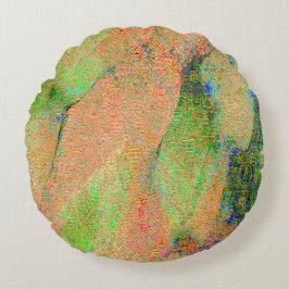 Falten Lederstil und grüne lachsfarbene Farbe Rundes Kissen