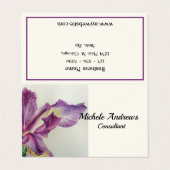 Falten Sie Visitenkarte-Lavendel-Iris zusammen Visitenkarten (Außenseite Aufgefaltet)