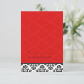 Falten von Zelt-Red-Damask-Platzkarten Einladung (Stehend Vorderseite)