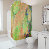 Faltenledereffekt, grün-orangefarbene Farbe Duschvorhang (Beispiel)
