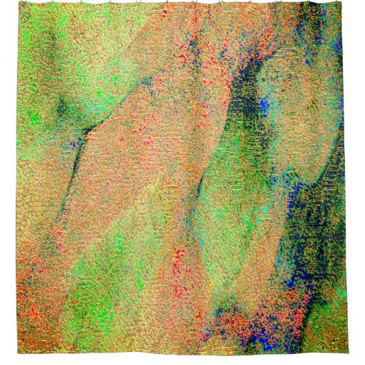 Faltenledereffekt, grün-orangefarbene Farbe Duschvorhang (Vorderseite)