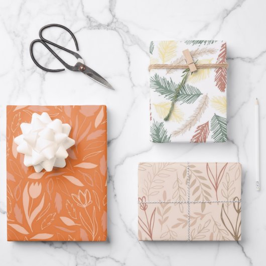 Faltenpapier mit Flachblatt-Set 3 Geschenkpapier Set (Vorderseite)