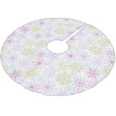 Faltenpink Snowflakes, gebürstet Polyester Tree S Polyester Weihnachtsbaumdecke (Schrägansicht)