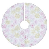 Faltenpink Snowflakes, gebürstet Polyester Tree S Polyester Weihnachtsbaumdecke (Vorderseite)