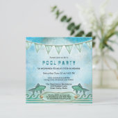Faltenwasser Sommerpool Party Einladung (Stehend Vorderseite)