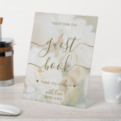 Faltenweiße Rosen Romantischer Sign Unser Gästebuc Sockelschild (In SItu)