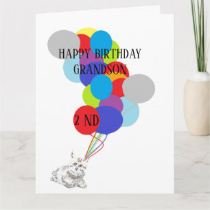 Faltes Grußkarte GLÜCKLICH 2. GEBURTSTAG GRANDSON Karte