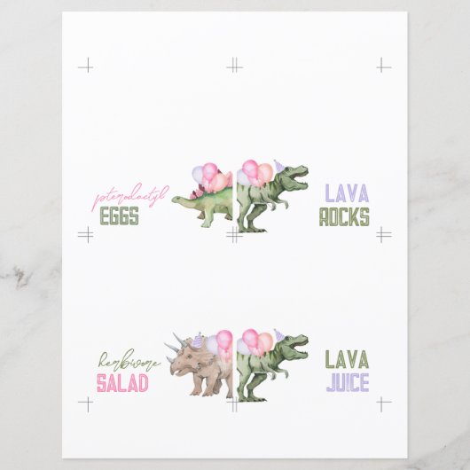 Faltes Mädchen Dinosaurier Food Zelt Cards (Vorderseite)