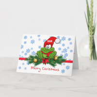 Faltete Alberne Cartoon Frosch Weihnachtsgrüße Kar