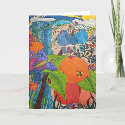 Faltkarte 5" x 7" "Vogellied" Karte (Vorderseite)