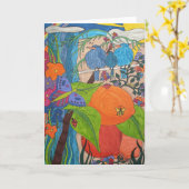 Faltkarte 5" x 7" "Vogellied" Karte (Gelbe Blume)