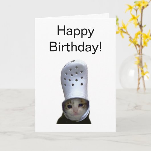 Faltkarte Cat Croc Hat Meme Karte (Gelbe Blume)