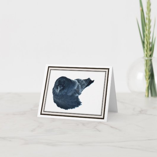 Faltkarte - Crow im Wintermantel Dankeskarte (Vorderseite)