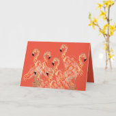 Faltkarte : Flamingos Karte (Gelbe Blume)