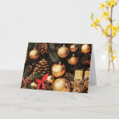 Faltkarte - Goldene Ornamente und Pinecone Karte (Gelbe Blume)