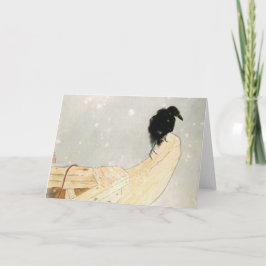 Faltkarte JAPANISCHE DRUCK VON RAVEN IM SCHNEE