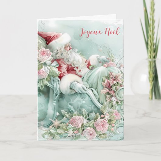 Faltkarte Joyeux Noël Santa Sleigh Feiertagskarte (Vorderseite)