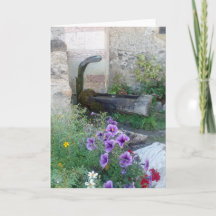 Faltkarte mit Bergbrunnen und Blume