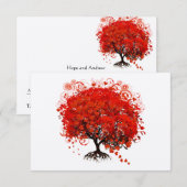 Faltkarte mit Rotem Herzblatt RSVP Karte (Vorne/Hinten)
