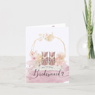 Faltkarte Pastel Tropical Foliage Bridesmaid Feiertagskarte