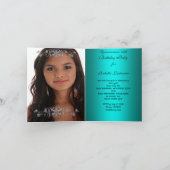 Faltkarte Quinceanera Aquamarin Tiara Foto Einladung (Innenseite)