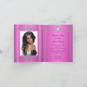 Faltkarte Quinceanera Pink Glitzer Tiara Einladung (Innenseite)