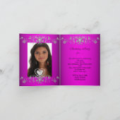 Faltkarte Quinceanera Pink Tiara Foto Einladung (Innenseite)