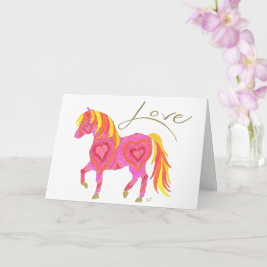 Faltkarte Rosa Liebe Pferd von Sherry Jarvis Karte (Orchidee)