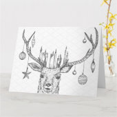 Faltkarte - Sketch Christmas Deer B/W Karte (Gelbe Blume)