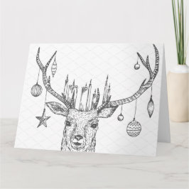 Faltkarte - Sketch Christmas Deer B/W Karte