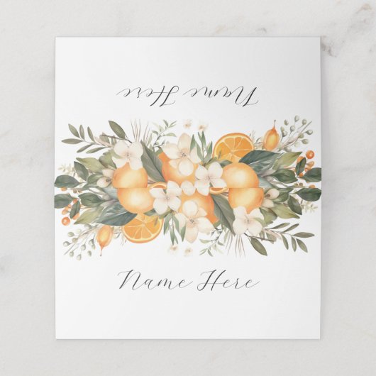 Faltkarten Hochzeitstorte Florals Früchte Platzkarte (Außenseite Aufgefaltet)