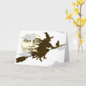 FaltkartenWITCH MIT SCHWARZER KATZE Karte (Gelbe Blume)