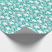Faltpapier für aquamarines Schädelmuster Geschenkpapier (Ecke)